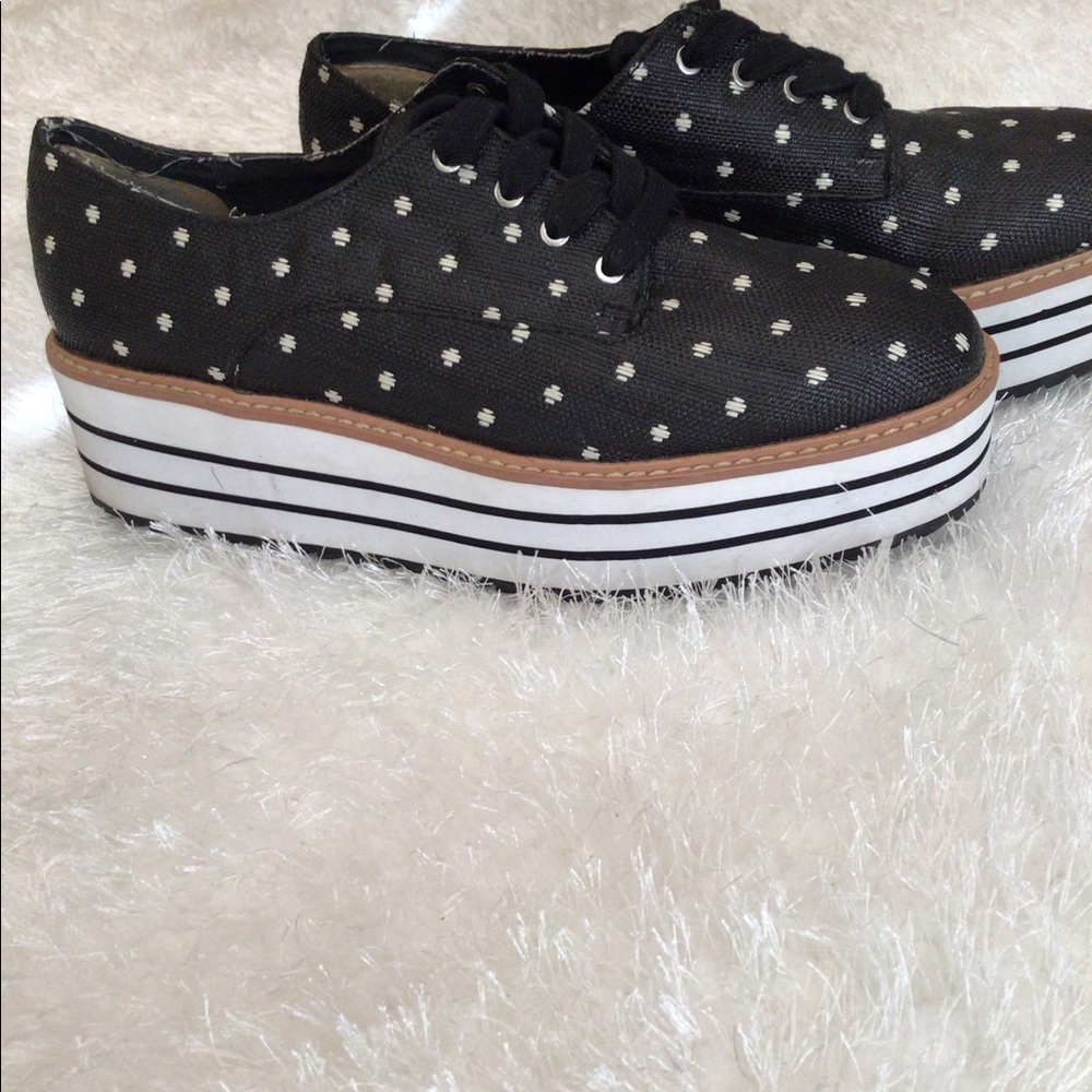 Zara black and white polka dot shoes w/ platform sole